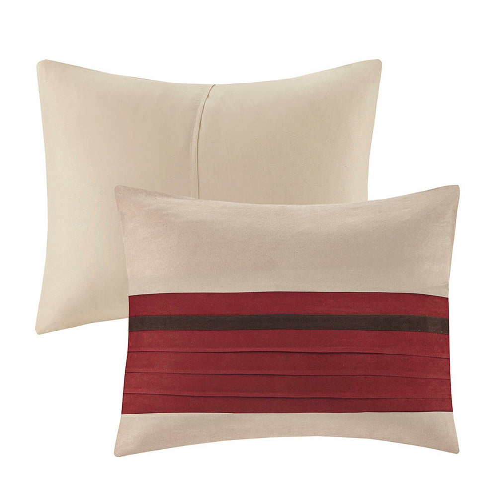 7 PC Pieced Faux Suede Comforter Set Red Cal King Media 8