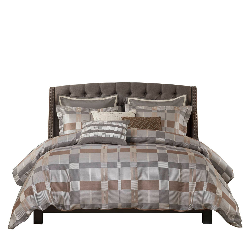 8 PCS Queen Jacquard Oversized Duvet Style Comforter Set Taupe Media 16
