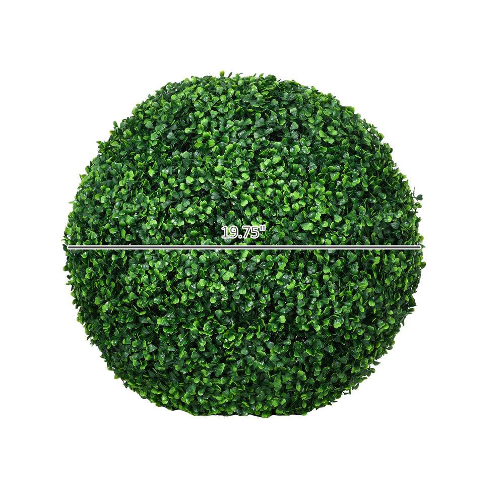 HOMCOM Set of 2 19.75 Inch Artificial Ball Boxwood Topiary Trees Balls, Indoor Outdoor Fake Plants for Home, Office & Living Room Decor Media 5