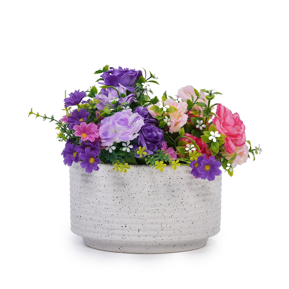 2 Pieces Ceramic Flowerpot, Modern Planter for Patio, Garden or Windowsills - Milk White Media 6