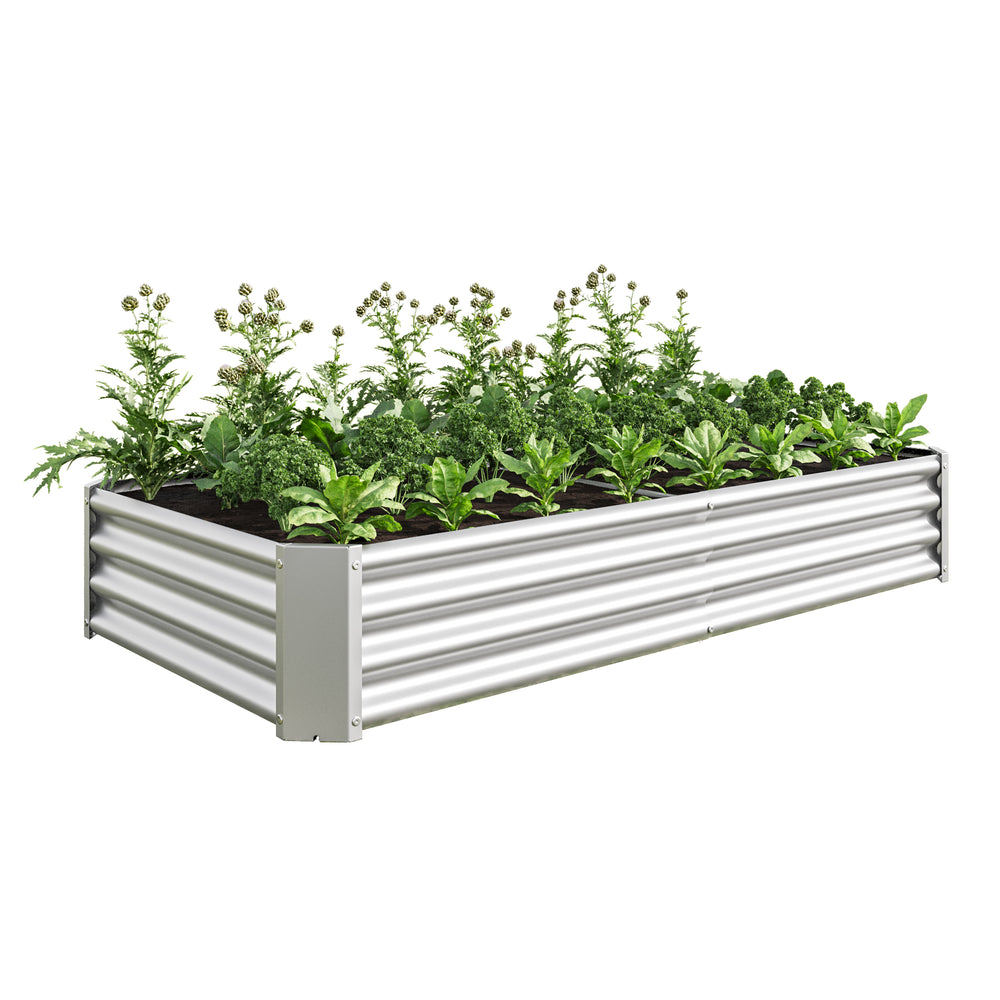 Raised Garden Bed Outdoor, 6×3×1ft , Metal Raised  Rectangle Planter Beds for Plants, Vegetables, and Flowers - Silver Media 12