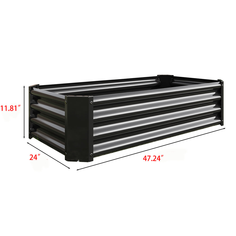 2PCS Black 4×2×1ft Metal Raised Garden Bed, Rectangle Raised Planter for Flowers Plants, Vegetables Herb Media 15