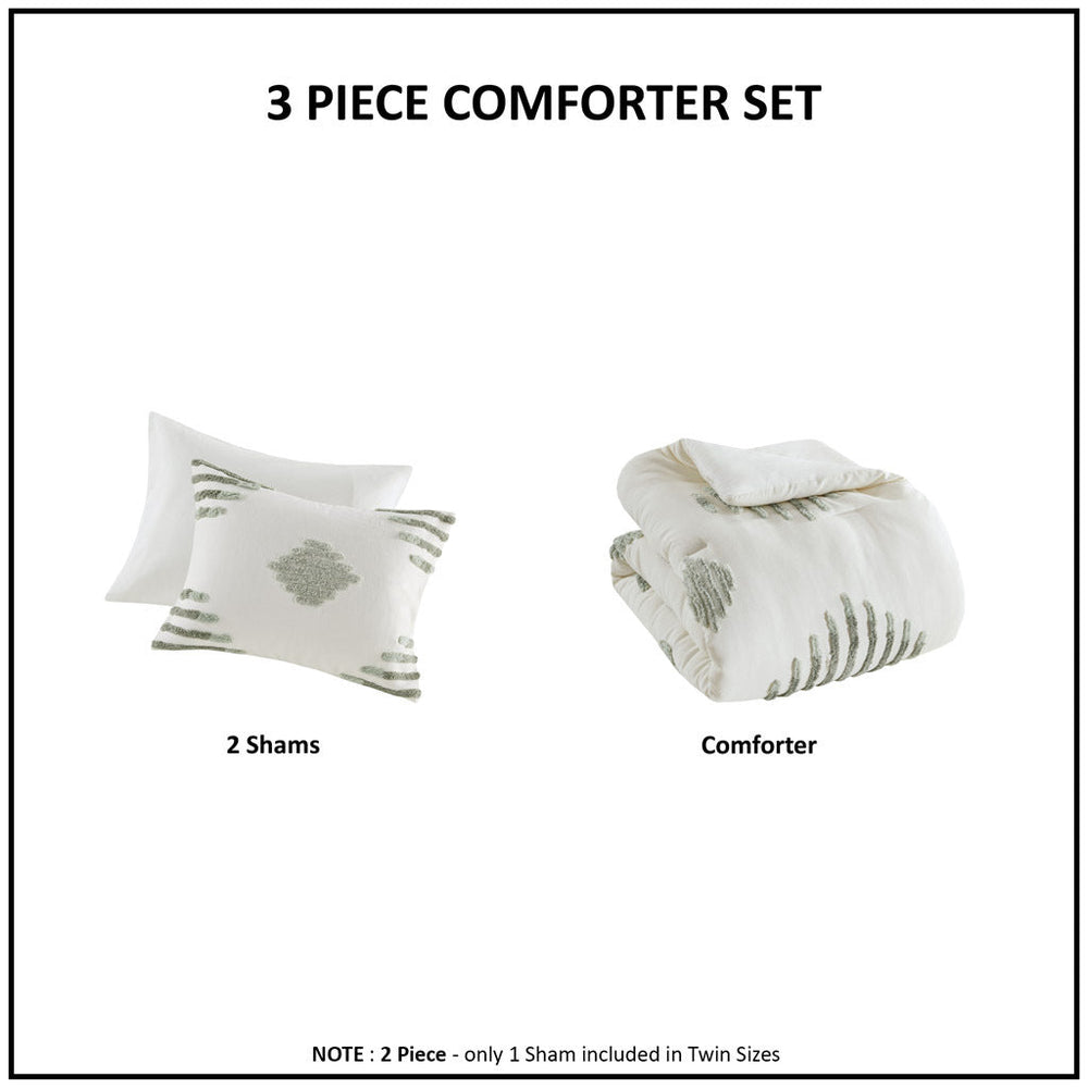 King/Cal King 3 Piece Cotton Blend Chenille Comforter Set Media 5