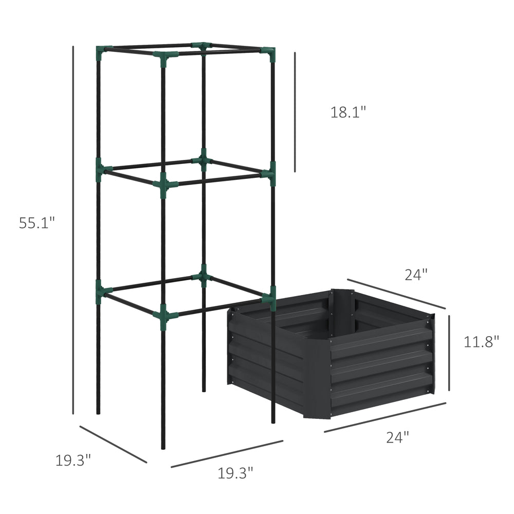 Raised Garden Bed,Garden Bed,Galvanized Planter Box with Cage for Climbing Vines Media 3