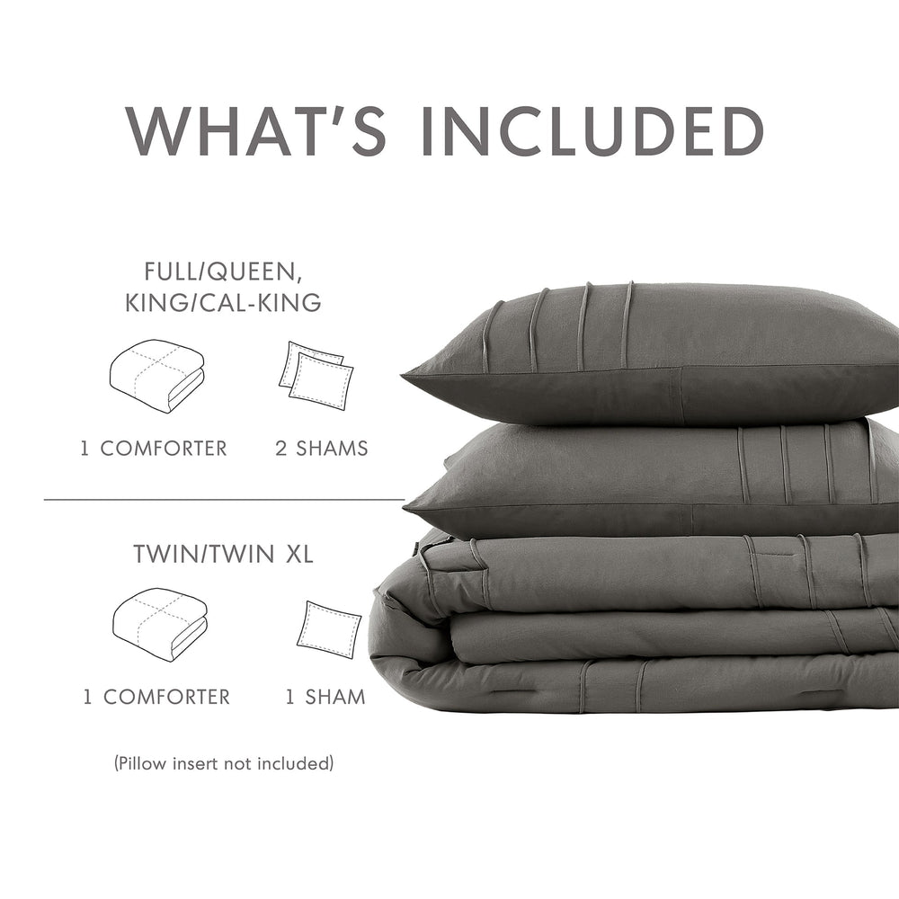 3-Piece Cal King Soft Washed Pleated Comforter Set Media 7