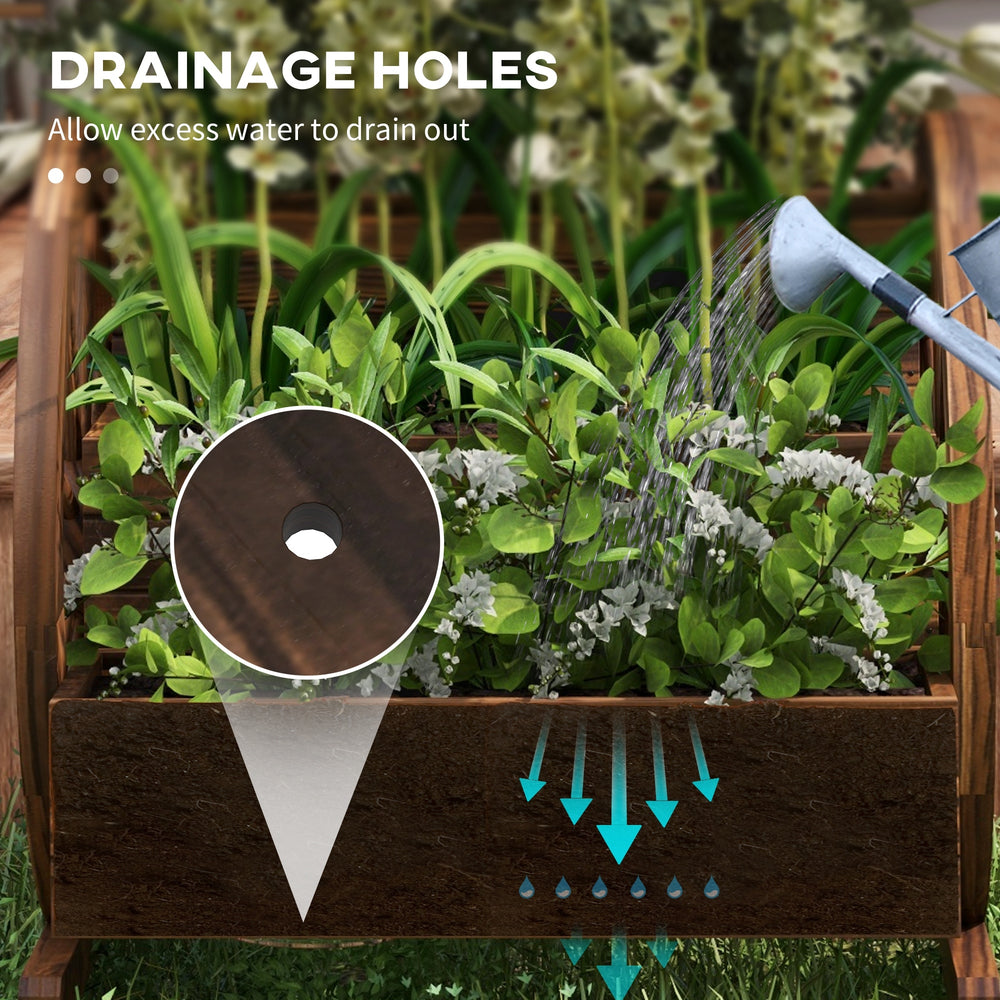 Outdoor Planter,Wooden Wagon Planter Box,3-Tier Raised Garden Bed,for Vegetables Flowers Herbs Media 6