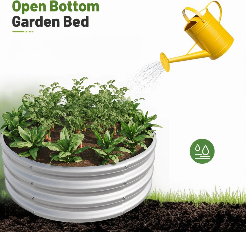 2PCS 32.08'*11.4' Tall Round Raised Garedn Bed,Metal Raised Beds for Vegetables, Outdoor Garden Raised Planter Box, Backyard Patio Planter Raised Beds for Flowers, Herbs, Fruits Silver Media 7