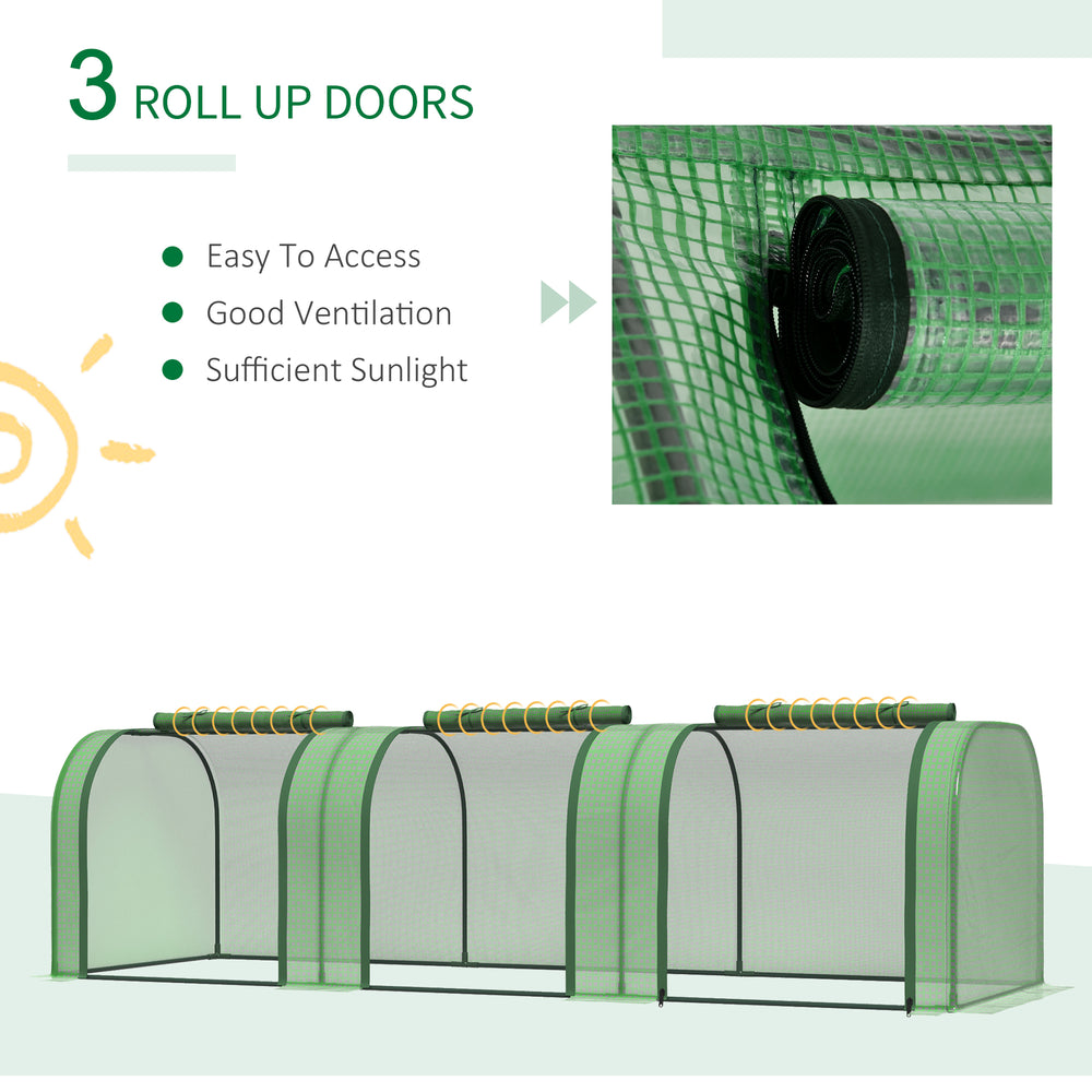 10' x 3' x 2.5' Mini Greenhouse, Portable Tunnel Green House with Roll-Up Zippered Doors, UV Waterproof Cover, Steel Frame, Green Media 7