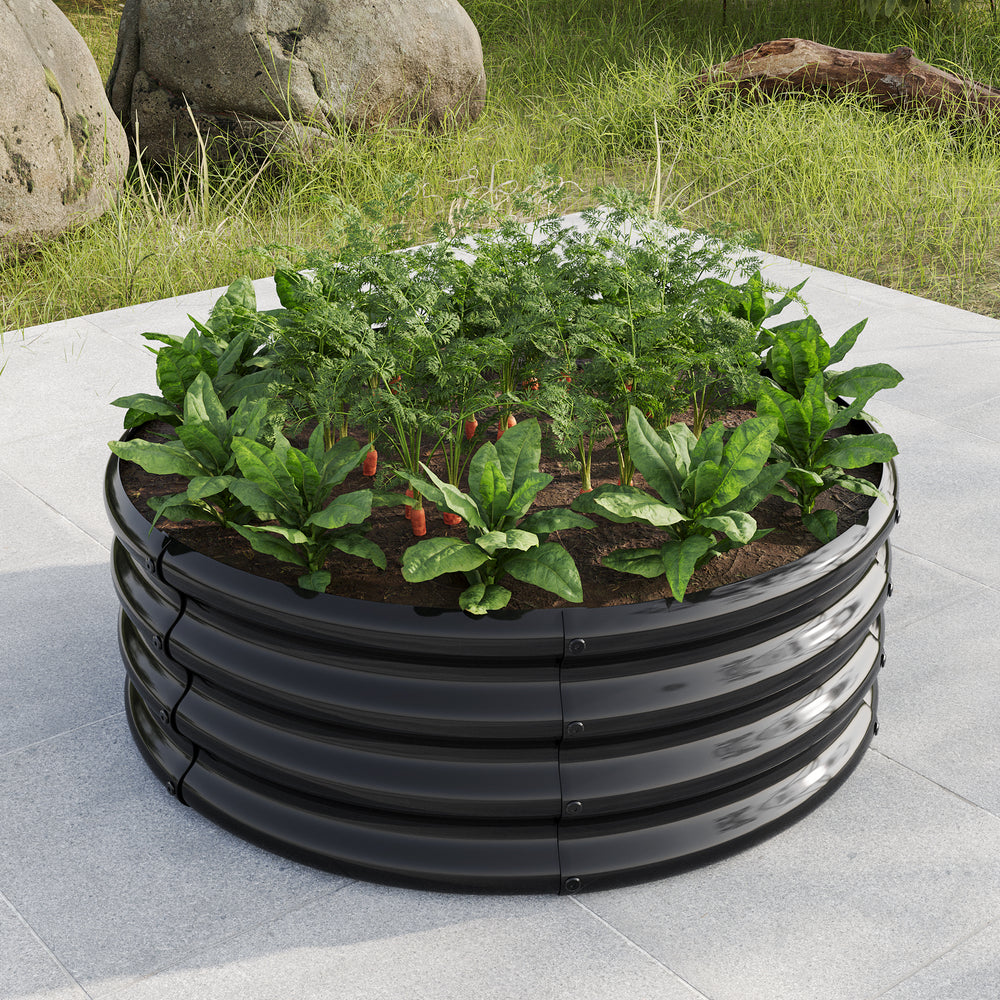 32.08'*11.4' Tall Round Raised Garedn Bed,Metal Raised Beds for Vegetables, Outdoor Garden Raised Planter Box, Backyard Patio Planter Raised Beds for Flowers, Herbs, Fruits Black Media 1