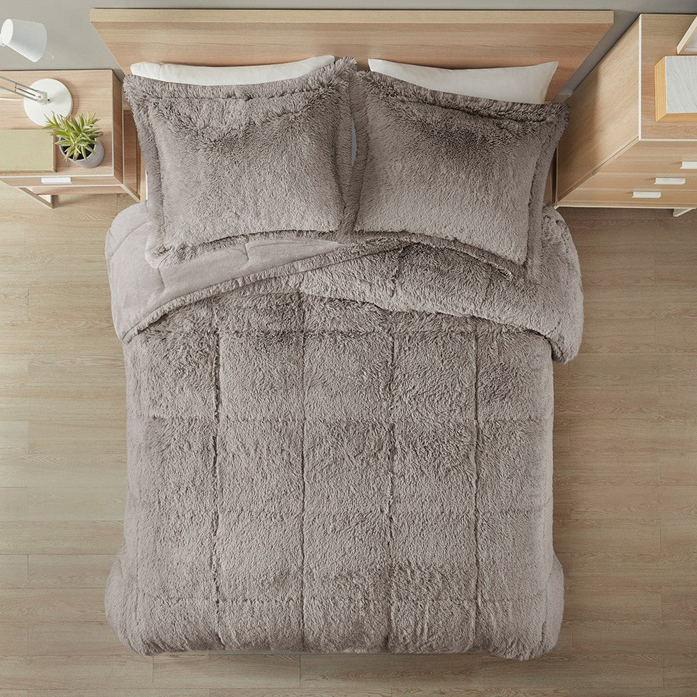 Full/Queen Shaggy Long Fur Comforter Mini Set Media 4