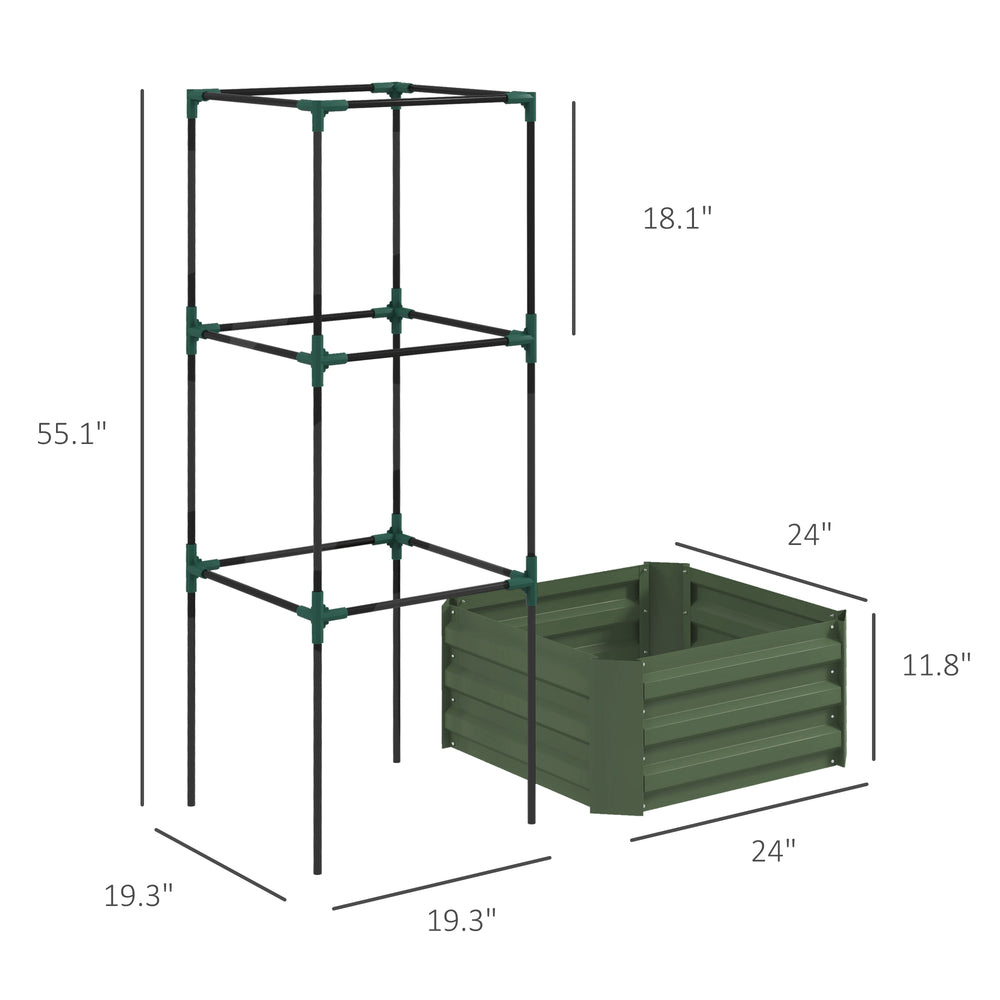 Garden Bed,Galvanized Planter Box,Raised Garden Bed with Cage for Climbing Vines Media 3