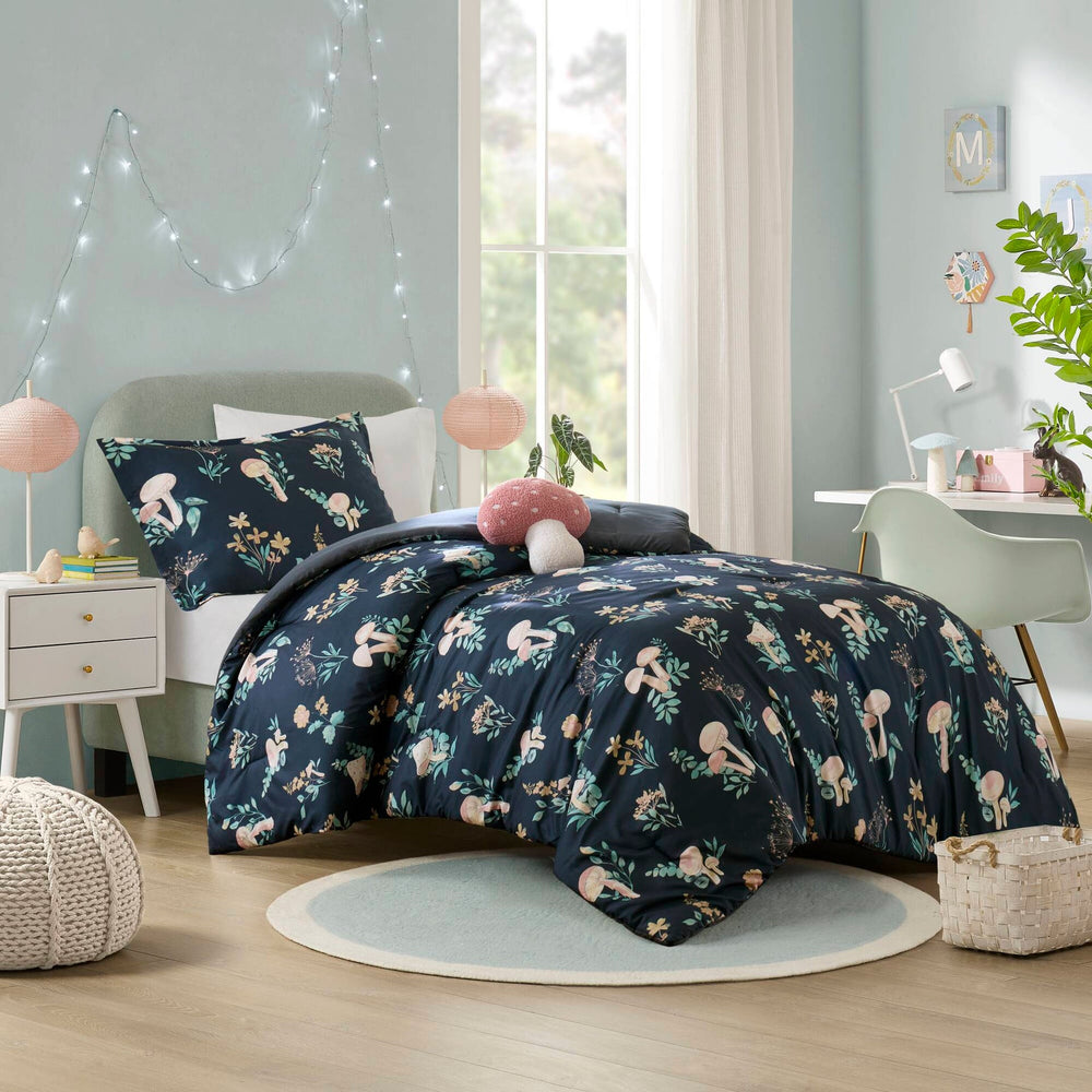 3- Piece Twin/Twin XL Mushroom Garden Comforter Set Media 1