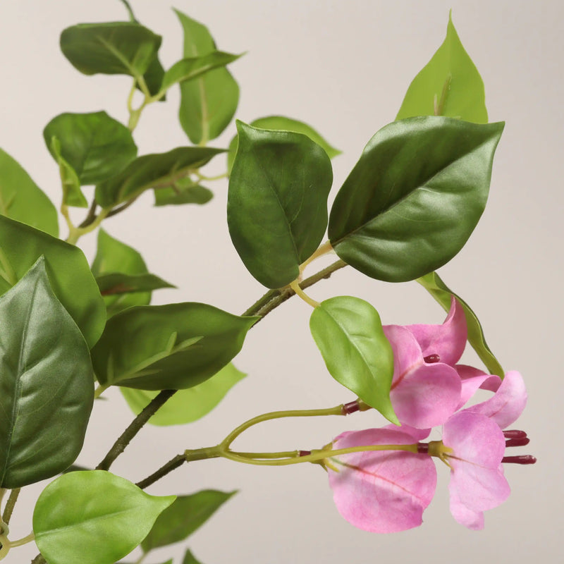 Artificial Bougainvillea Tree in Baby Pink with Green Leaves, Realistic Faux Plant in Black Plastic Pot, 60-Inch Indoor Decor for Home Office