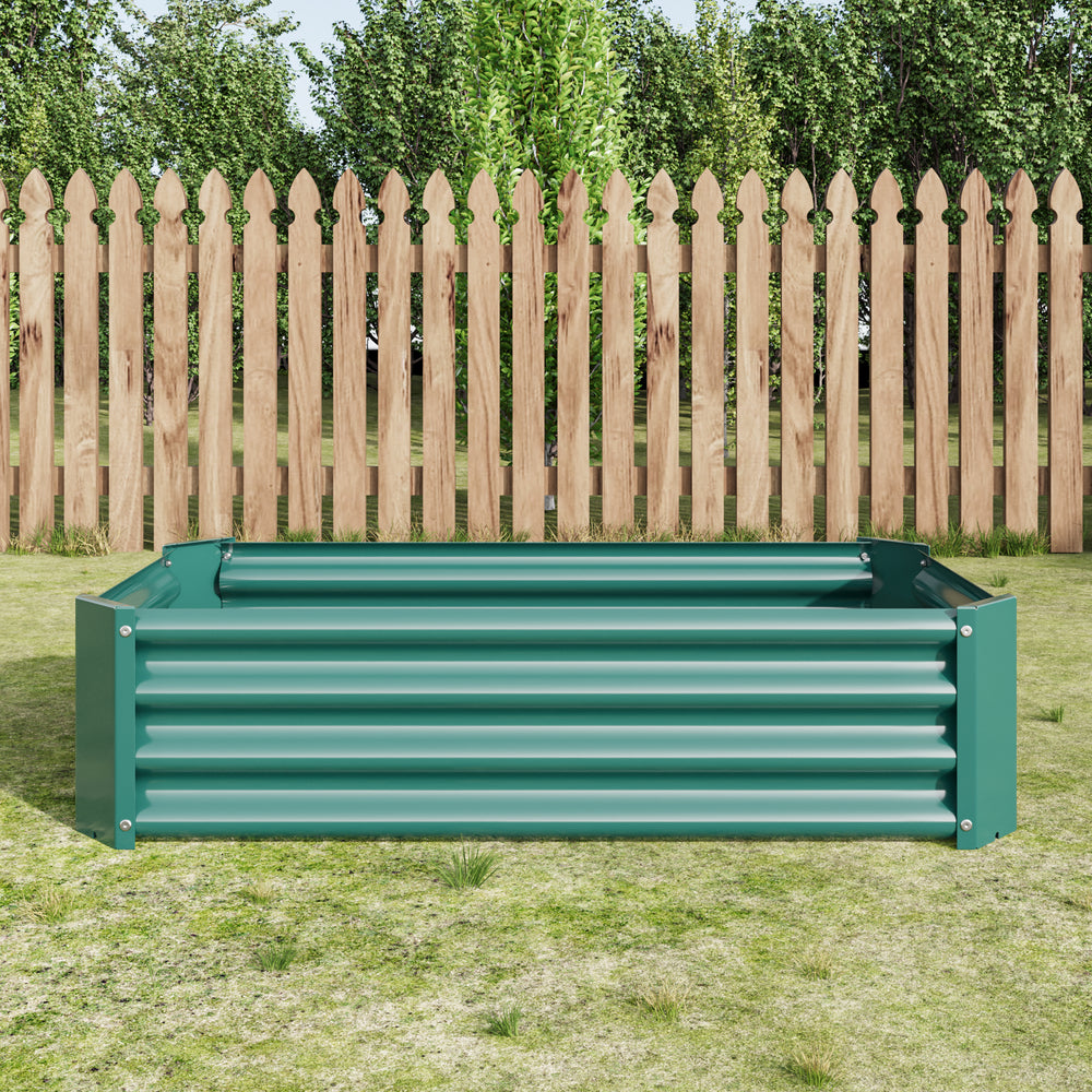 2PCS Green 4×2×1ft Metal Raised Garden Bed, Rectangle Raised Planter for Flowers Plants, Vegetables Herb Media 9
