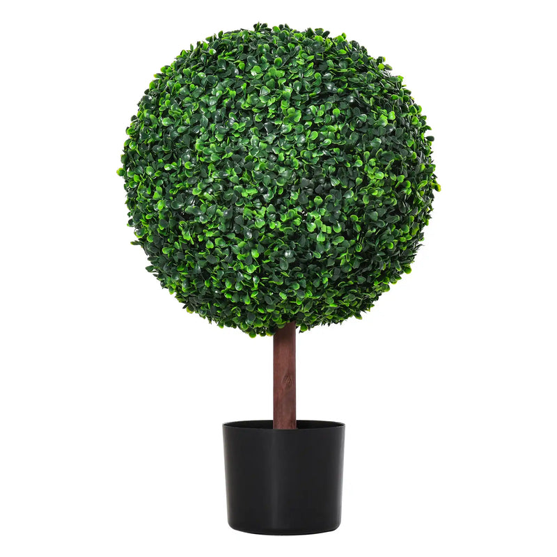 23.5' Artificial Boxwood Topiary Ball Tree, Fake Decorative Plant, Nursery Pot Included for Home, Balcony, Backyard and Garden