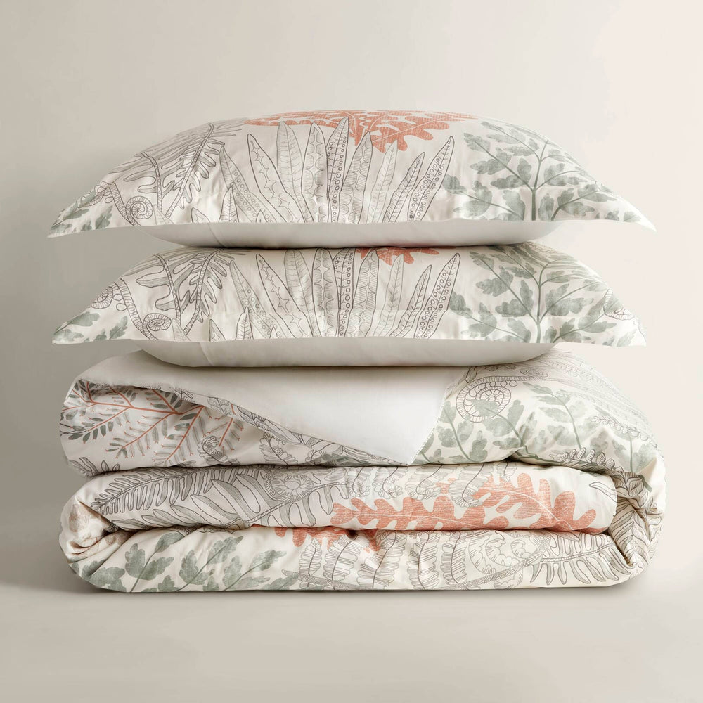 3-Piece Full/Queen 100% Cotton Sateen Duvet Cover Set,Terracotta/Linen Media 13