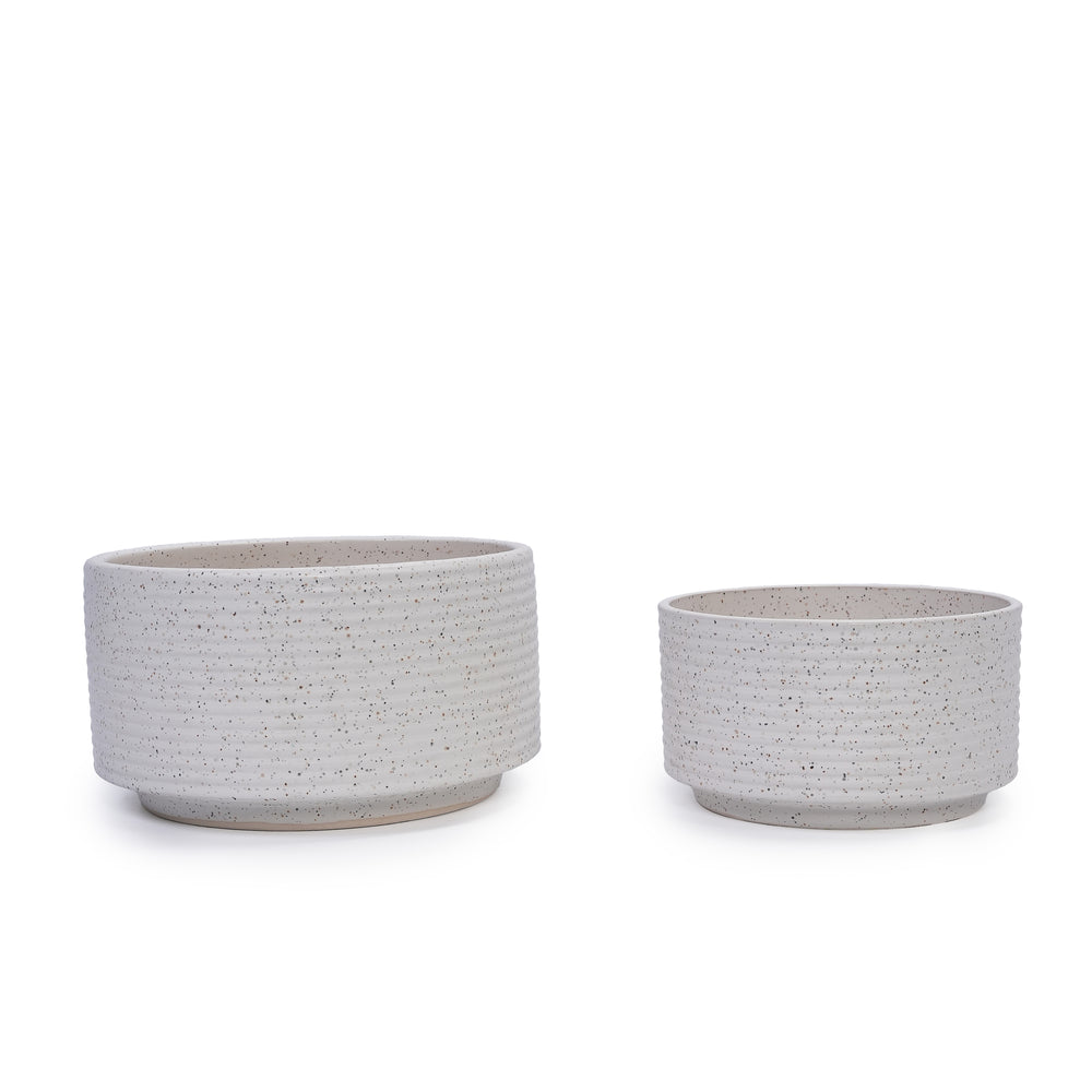 2 Pieces Ceramic Flowerpot, Modern Planter for Patio, Garden or Windowsills - Milk White Media 1