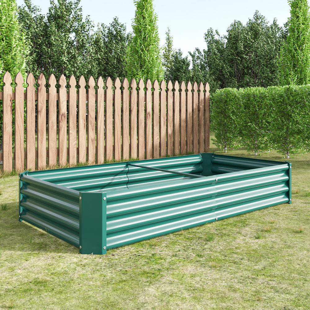 2PCS Green 6×3×1ft Metal Raised Rectangle Garden Planter Beds Media 9