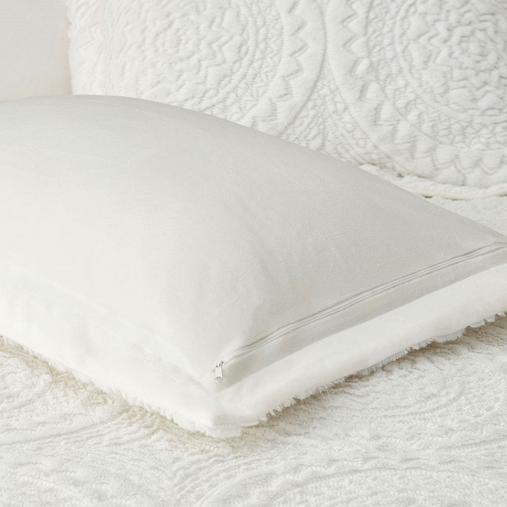 King/Cal King Embroidered Medallion Faux Fur Ultra Plush Comforter Mini Set Media 9