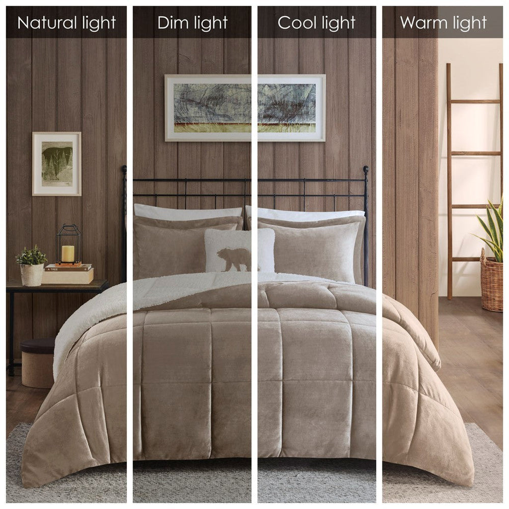 Full/Queen Plush to Sherpa Down Alternative Comforter Set Media 10