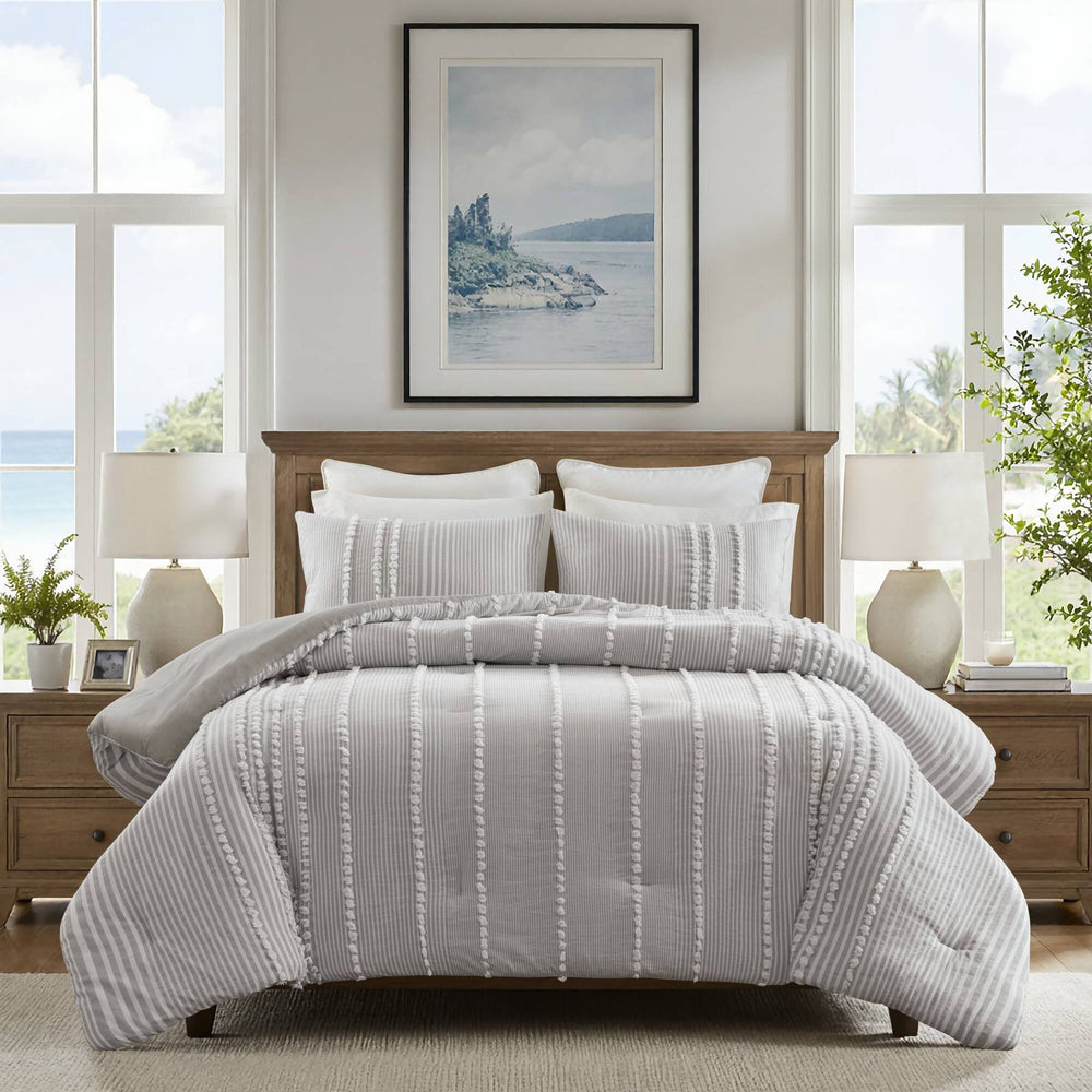3- Piece Full/Queen Cotton Yarn Dyed Comforter Set Media 7