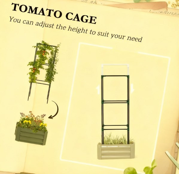 Garden Bed,Galvanized Planter Box,Raised Garden Bed with Cage for Climbing Vines Media 6