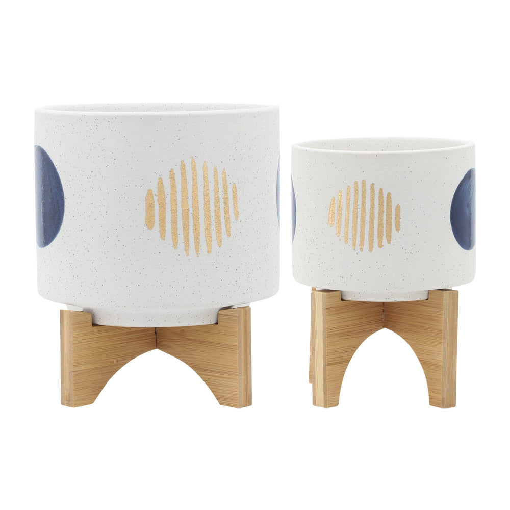 S/2 5/8' FUNKY PLANTER W/ STAND, WHITE Media 1