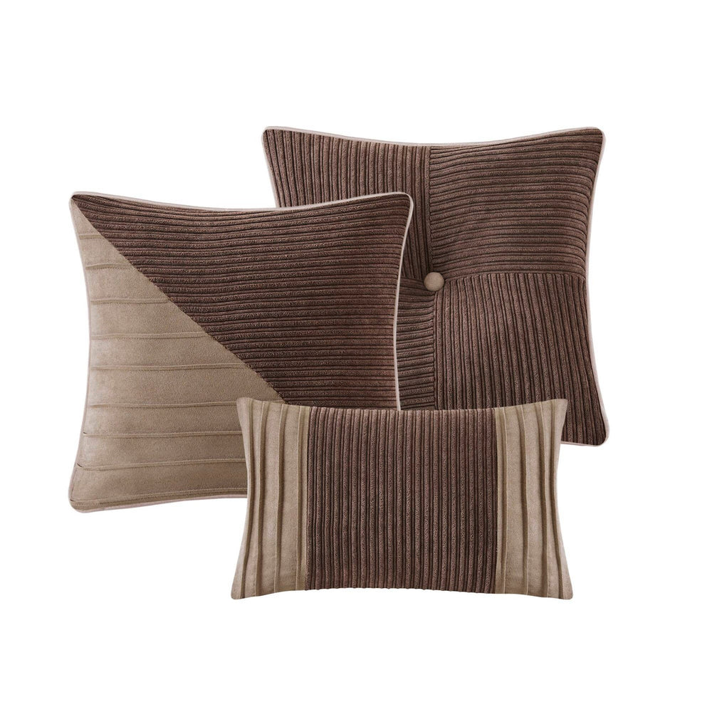7 Piece Micro Corduroy Comforter Set Brown Cal King Media 16