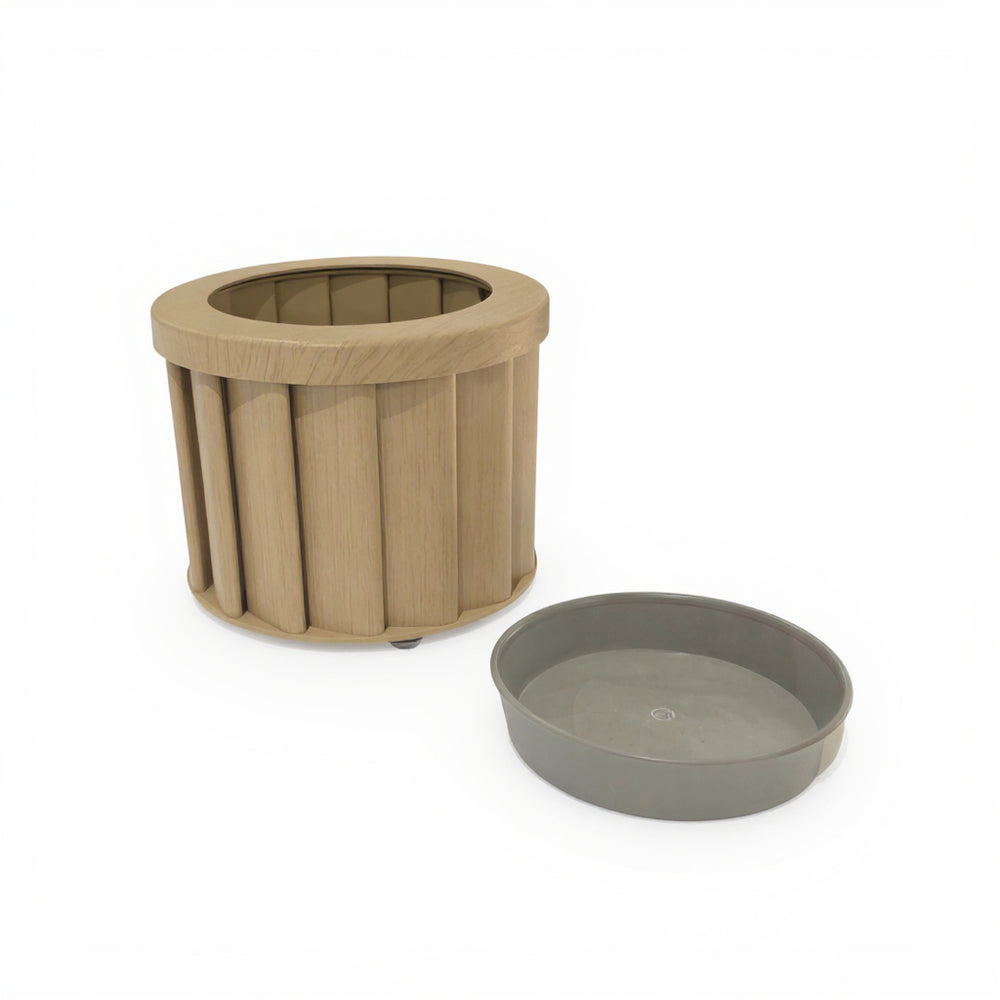 Round Strata Planter SM - Beige Brown Media 4