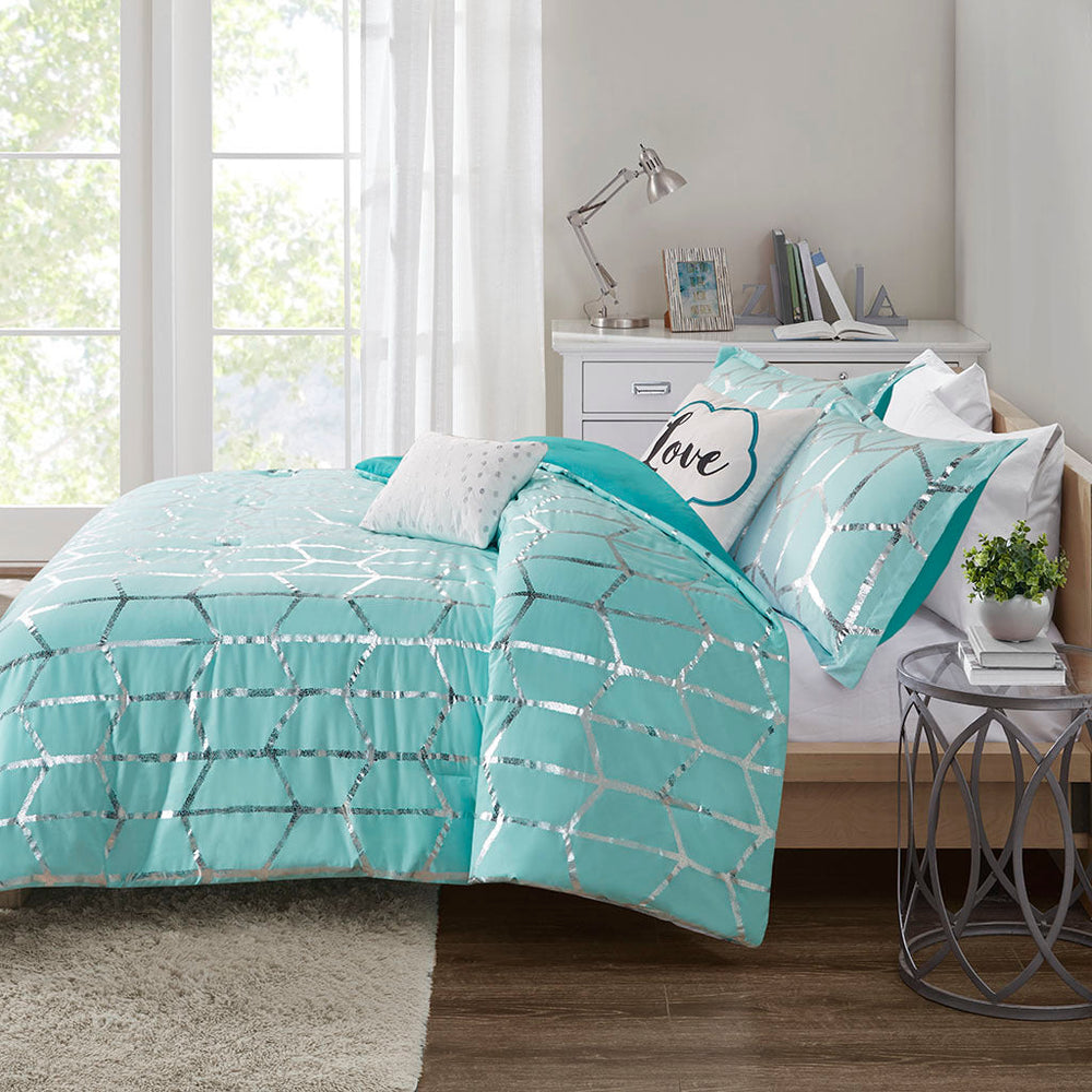 Full/Queen Metallic Printed Comforter Set Media 4