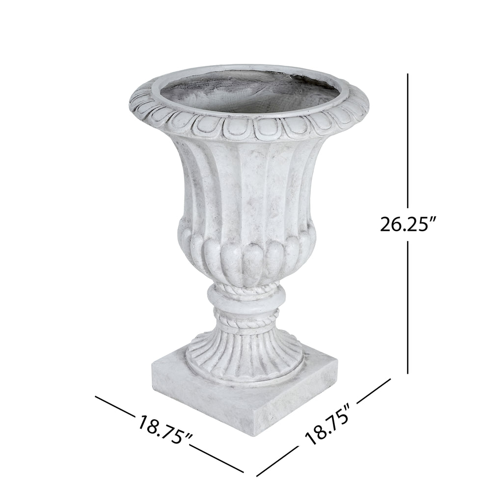 Outdoor Garden Urn Planter, Antique White Media 3