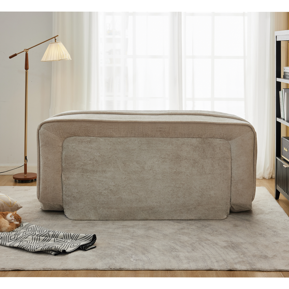 Pet Sofa Bed Chenille 2-In-1 Lounge Couch With 5 Adjustable Positions For People & Pets Beige Media 13