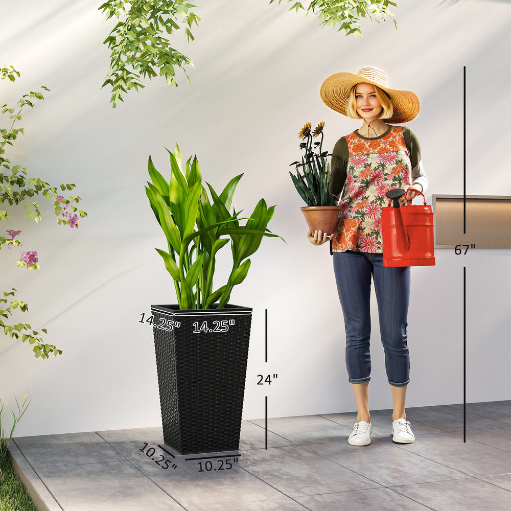 Plant Pots,Tall Planters for Indoor Outdoor Plants Set of 3,Taper Planters with Drainage Holes,for Indoor Outdoor Media 3
