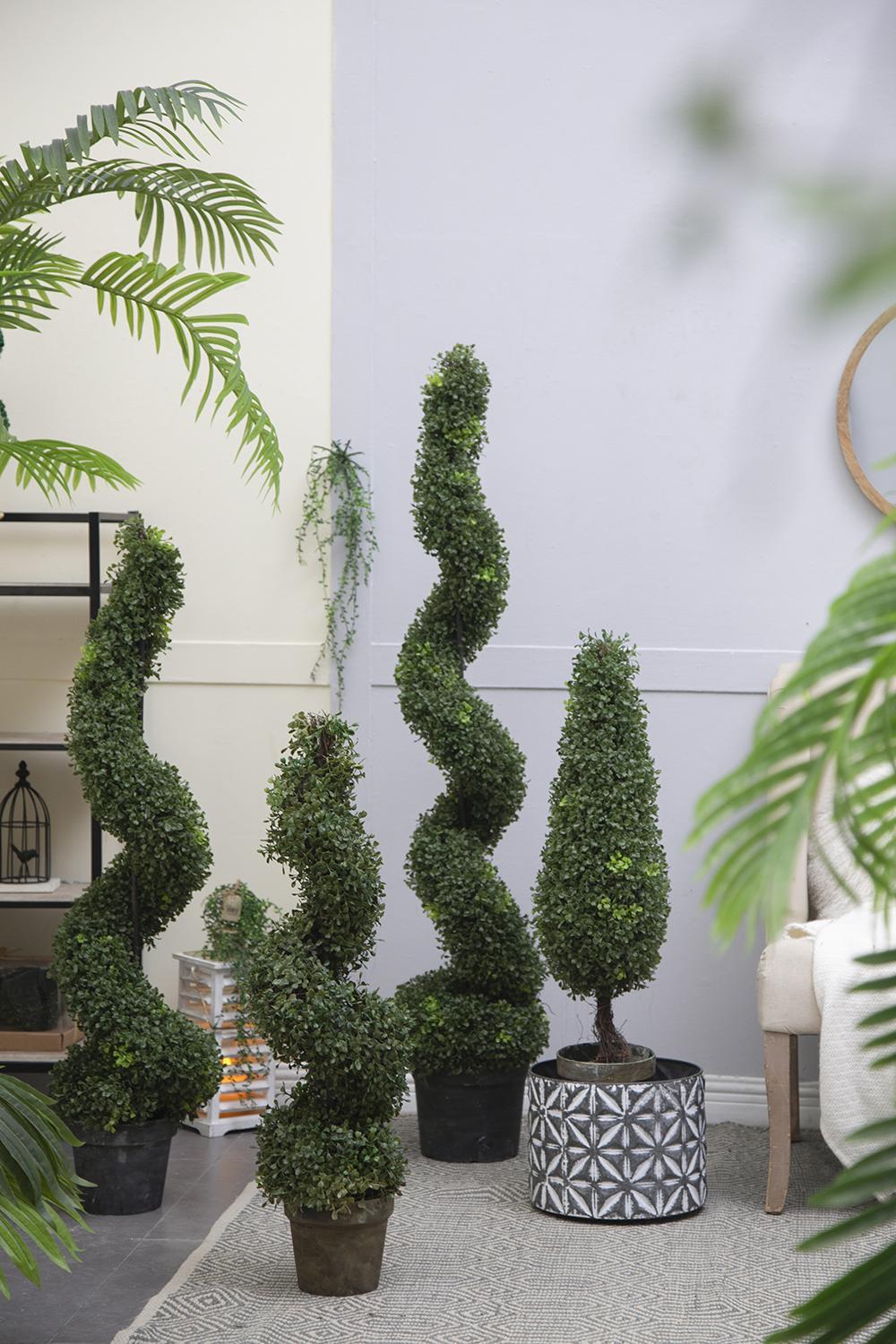 7.5x7.5x35' 3 Foot Tall Artificial Spiral Boxwood Tree Media 9