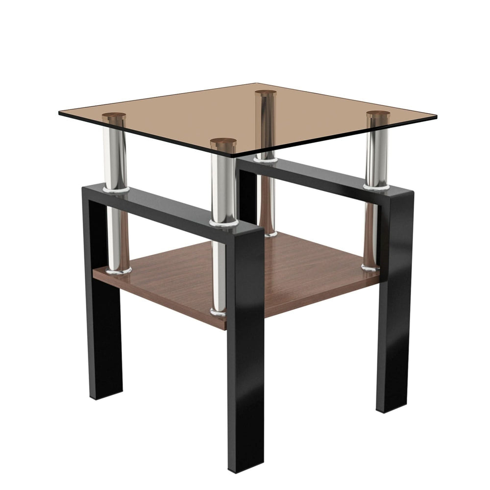 Tempered Glass Tables Square Black Living Room Contemporary Set Of Two Media 13