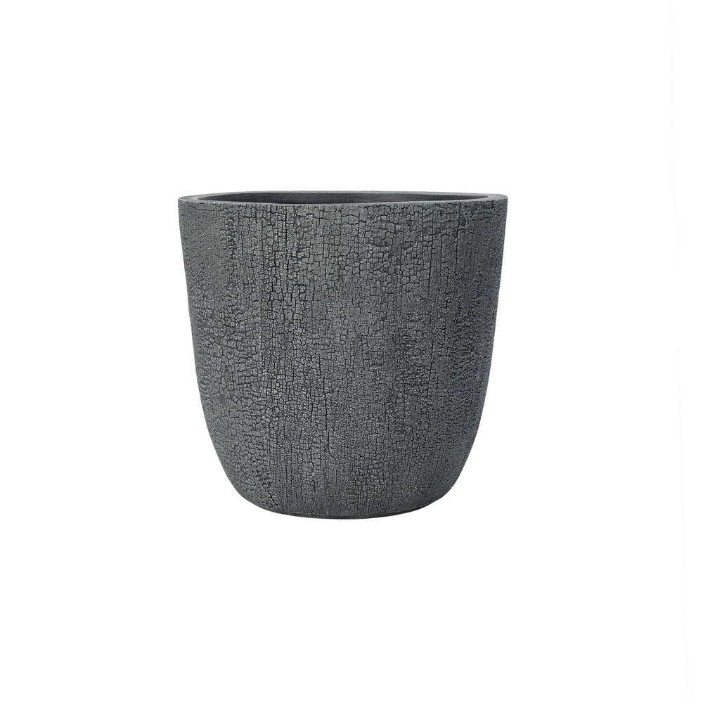 U_STYLE Lightweight MGO Planter Set of 3,16.93'+13.78'+11.02' Dia Round Concrete Stackable Flower Pots with Drainage Holes and Rubber Plug,Crackle Stone Texture for Patio Garden Balcony Indoor Outdoor Media 13
