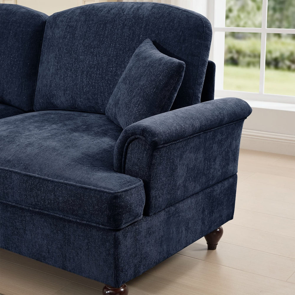Sofas Chenille Upholstery Three Seater Mid Century Blue Living Room Media 13