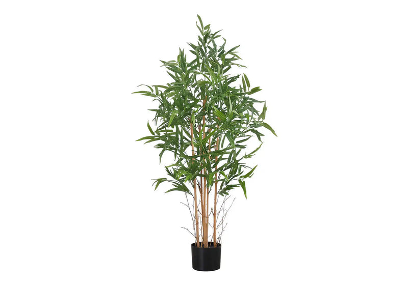 Artificial Plant, 50' Tall, Bamboo Tree, Indoor, Faux, Fake, Floor, Greenery, Potted, Decorative, Green Leaves, Black Pot