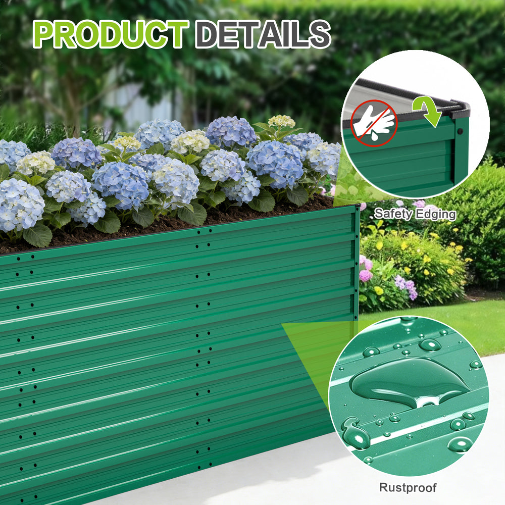 93.7' x 31.5' x 32.3' Raised Garden Bed Kit, 32' Ergonomic Height No Bending Metal Planter Box, Open-Ended Base for Drainage, 8 Reinforcing Rods, Rustproof Steel – Easy Assembly Media 3