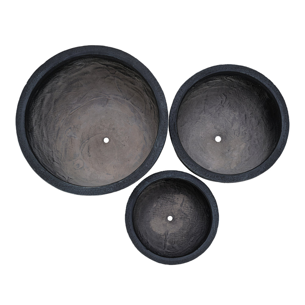 U_STYLE Lightweight MGO Planter Set of 3,16.93'+13.78'+11.02' Dia Round Concrete Stackable Flower Pots with Drainage Holes and Rubber Plug,Crackle Stone Texture for Patio Garden Balcony Indoor Outdoor Media 12