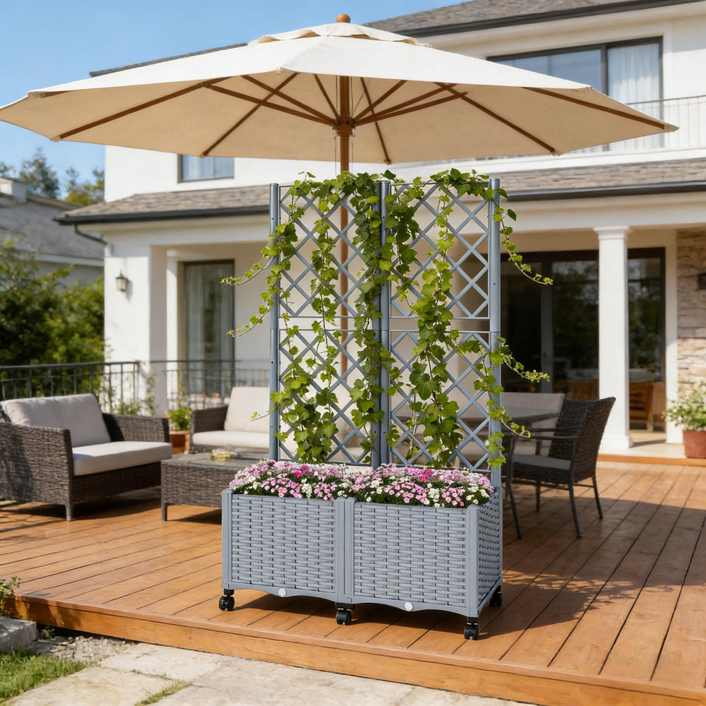 Mobile Raised Garden Bed,Outdoor Stylish Planter Box Media 7