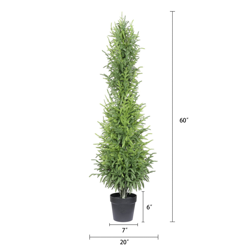 5' Artificial Real Touch Pine Tree in Black Plastic Pot, 2pc/set Media 5