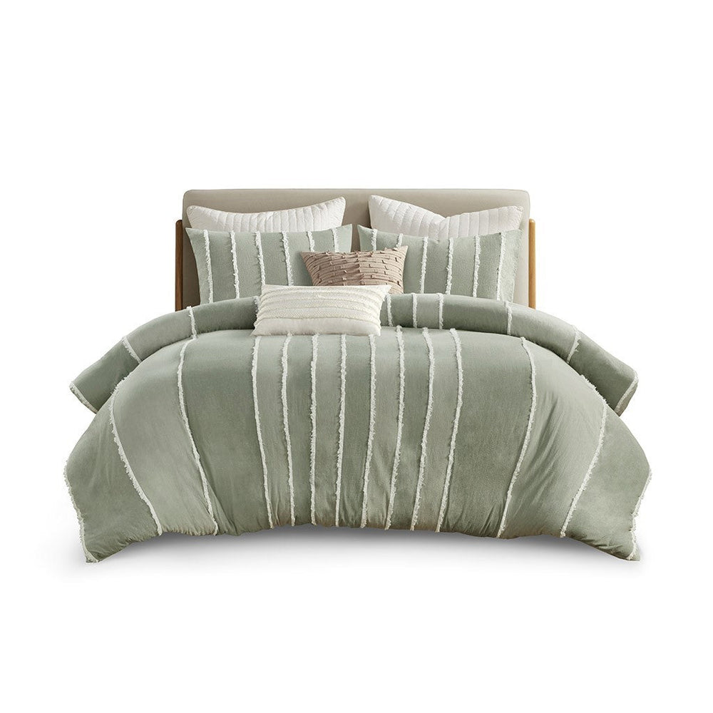 King/Cal King 3 Piece Striped Cotton Duvet Cover Set Media 16