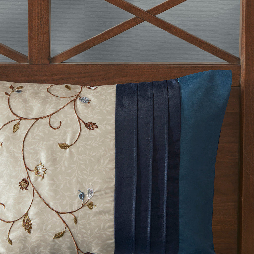 Embroidered 7 Piece Comforter Set Navy King Media 4