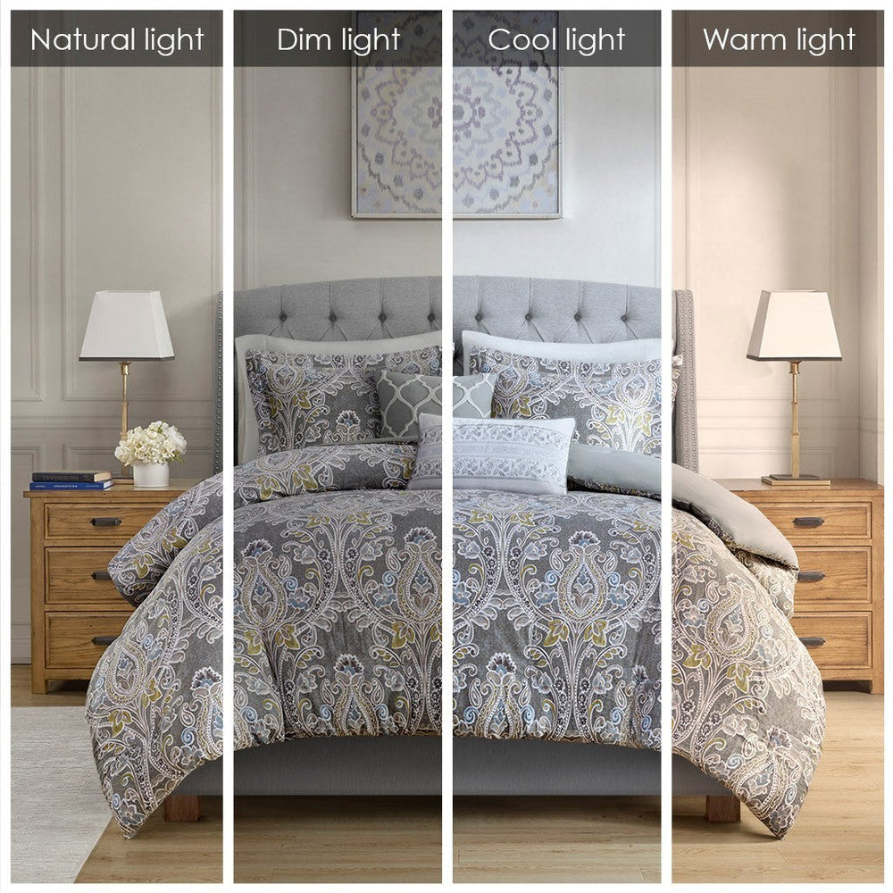 5 Piece Cotton Duvet Cover Set Grey King Media 14
