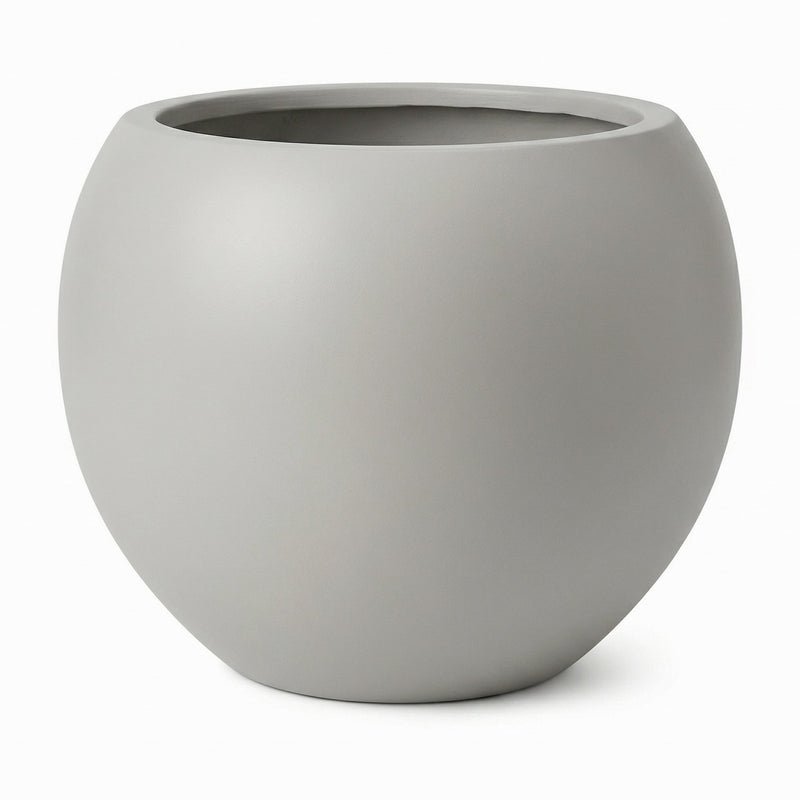 DTY Fiberstone Globe Planter Indoor Outdoor — Lightweight Sphere Ball Pot for Olive Tree, Monstera & Palm | Fiberglass Stone | UV Resistant, Drainage Hole | 2 Coco Mats | Black | 12.6" D × 10" H