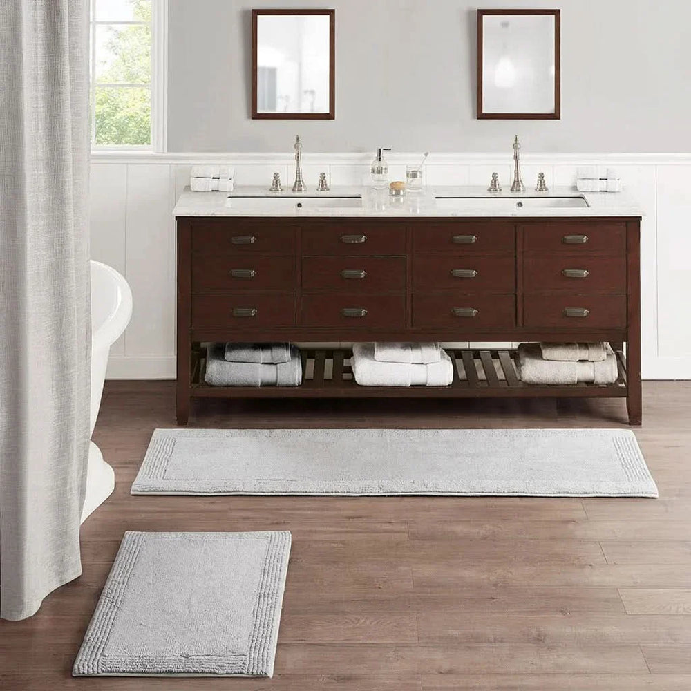 100% Cotton Tufted 3000GSM Reversible Bath Rug Grey 21x34'- DTY Store