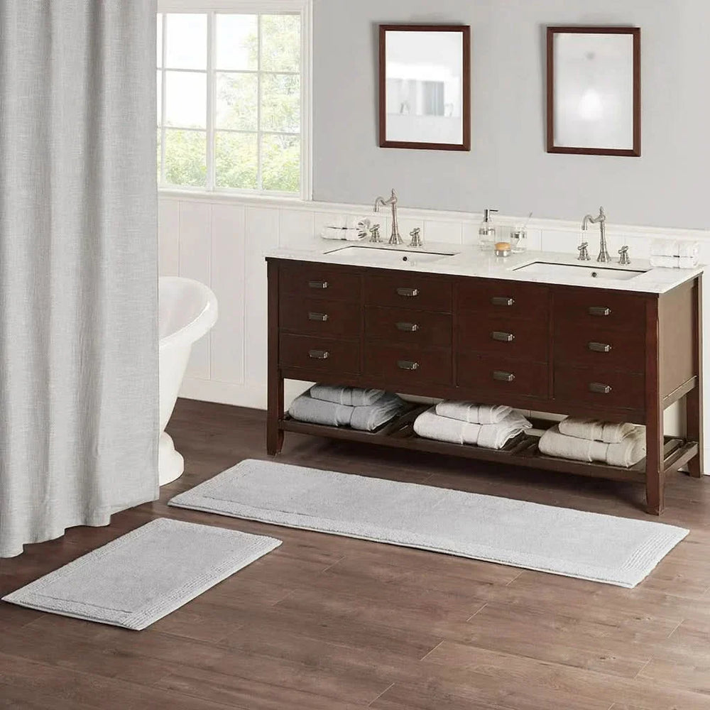 Cotton Bath Rug Tufted Grey 24x72 Inches Bathroom Floor Mat Non Slip Media 7