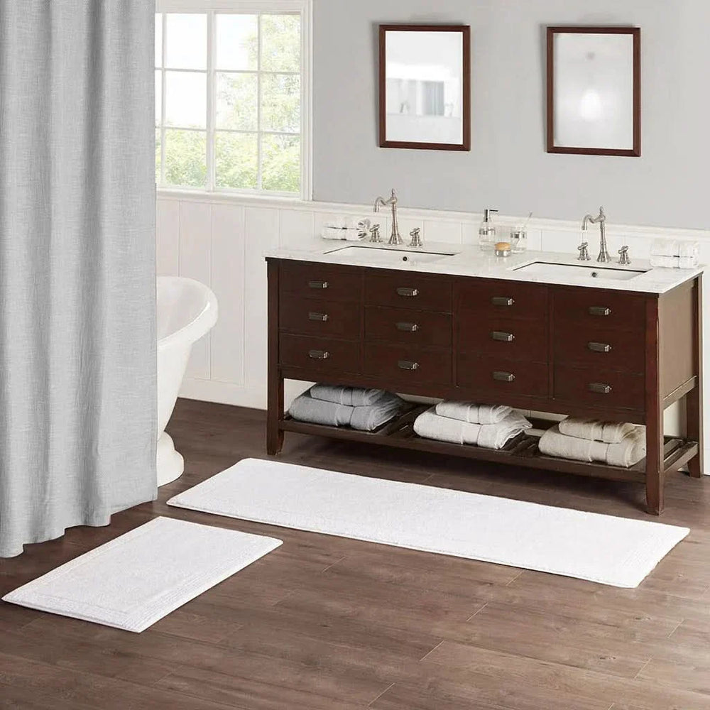 100% Cotton Tufted 3000 GSM Reversible Bath Rug White 24x72' - DTY Store