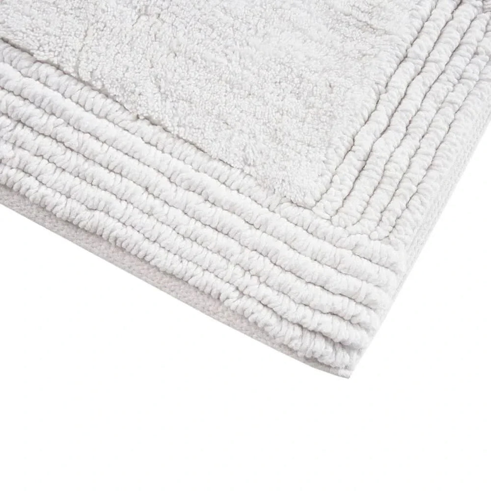Cotton Bath Rug Heavyweight Reversible 24x72 Inches White Made In India Media 6